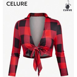 NEW WOMENS 0XL SHEIN CURVE Celure Plus Size Women Plaid Jacket