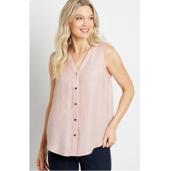 NEW WOMENS XL MAURICES Light Pink Button Down Tank Top