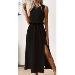 NEW XL Calvaya Solid Split Thigh Long Dress For Summer Vacation