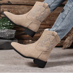 NEW WOMENS SIZE 36 Fashion Western Embroidered Suede Ankle Boots