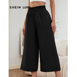 NEW WOMENS XS SHEIN LUNE Shirred Waist Wide Leg Pants
