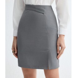 NEW WOMENS MEDIUM SHEIN BizChic Solid Color Slit Pencil Skirt, GREY