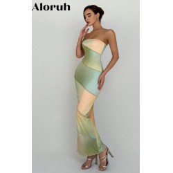 NEW WOMENS SMALL SHEIN Aloruh Women's Elegant Romantic Date Commuting Vacation Simple Smudged Gradient Printed Knitted Bodycon Dress