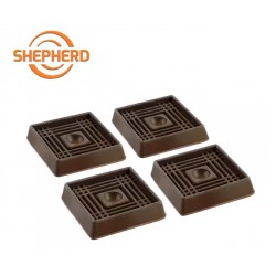 NEW Shepherd 2 in. Brown Square Smooth Rubber Floor Protector Furniture Cups for Carpet & Hard Floors (4-Pack)