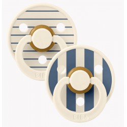 NEW BIBS STUDIO Colour 2 Pack pacifier, SIZE 1, 0-6 MONTHS - Ivory Steel Blue Mix