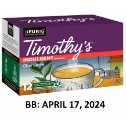 NEW (BB: APRIL 17, 2024) Timothy's - Chai Latte K-Cups, 12 CUPS, 168G