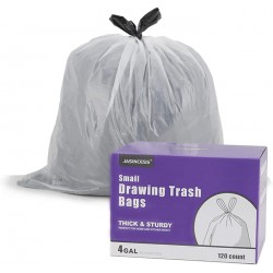 NEW (READ NOTES) JASINCESS 3- 4 Gallon Drawstring Small Trash Bags- Thick Multi purpose Garbage Bags For home office kitchen, 120 COUNT