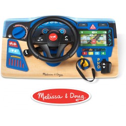 NEW Melissa & Doug Vroom & Zoom Interactive Wooden Dashboard Steering Wheel Pretend Play Driving Toy - Kids Activity Board, Toddler Sensory Toys For Ages 3+