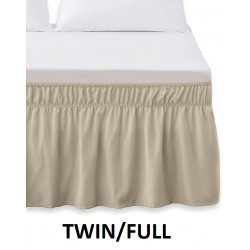 NEW TWIN/FULL Elegant Comfort Luxurious Wrap Around Elastic Solid Ruffled Bed Skirt, with 16 Inch Tailored Drop - Easy Fit, Premium Quality Wrinkle and Fade Resistant - Full/Twin, Ivory