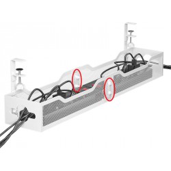 NEW (READ NOTES) Under Desk Cable Management Tray, 25'' Metal Cable Tray with Clamp for Desk Wire Management, Litwaro Cable Management Under Desk No Drill, Desk Cord Organizer - No Damage to Desk