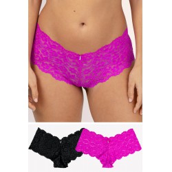 NEW WOMENS SIZE 7 Signature Lace Cheeky Panty 2 Pack, Orchid/Black Hue