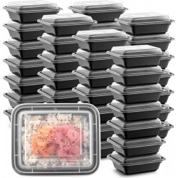 NEW 50-Pack Reusable Meal Prep Containers Microwave Safe Food Storage Containers with Lids, 16 OZ - 1 Compartment Take Out Disposable Plastic Bento Lunch Box To Go, BPA Free - Dishwasher & Freezer Safe