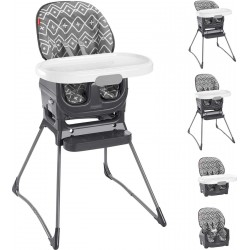 NEW Fisher-Price Baby to Toddler Deluxe High Chair and Portable Booster Seat with Tray Liner plus Washable Seat Pad and Tray, Gray Tribal