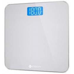 NEW Etekcity Bathroom Body Weight Scale, Round Corner Platform Digital Scale, Large Backlit Display and High Precision Measurements(Digital Scale New) 400 lb/180 kg, Silver