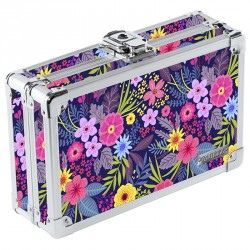 NEW Vaultz Locking Supply Box, Navy Floral