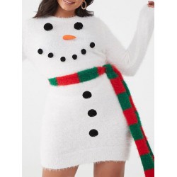 NEW WOMENS LARGE Ugly Snowman Christmas Sweater Mini DRESS