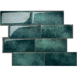 NEW SMART TILES Peel and Stick Backsplash - 5 Sheets of 11.56 x 8.38 - 3D Adhesive Peel and Stick Tile Backsplash for Kitchen, Bathroom, Wall Tile, MEDIINA GREEN