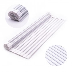 NEW Bigdata & BetterLife Multi Purpose Roll Up Dish Drying Rack White Dish Drying Mat with Rack for Kitchen,Heavy Duty Foldable Silicone-Coated Stainless Steel Sink Dry Rack (White, 17 X 6.5)