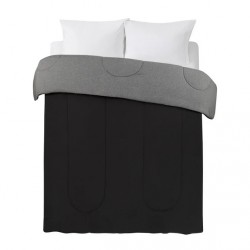 NEW DOUBLE/QUEEN MAINSTAYS JERSEY KNIT REVERSIBLE COMFORTER, BLACK/GREY