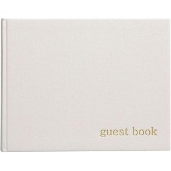 NEW Pearhead Baby Shower Guest Book, Gender Neutral, Classic Neutral Guest Book for Weddings and Events, Gift For Expecting Parents, 7 x 9, Ivory Linen with Gold Print, 100 Blank Pages