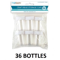 NEW 6 PACKS OF 6 (36 BOTTLES) Multicraft Imports Bead Storage Cups W/Screw-Tops .7 Ounce 6/Pkg-