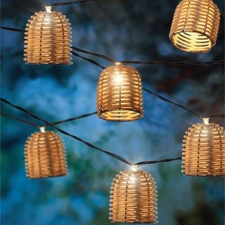 NEW MAINSTAYS 10CT Faux Wick String Lights - TOTAL LENGTH 13.9 FT - LIGHTED LENGTH 7.4FT