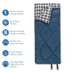NEW Ozark Trail 5C Sleeping Bag, 75(L) x33 (W),Temp Rating +41℉/+5℃, Polyester Fabric, Blue, Sleeping Bag