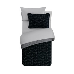 NEW TWIN MAINSTAYS KIDS Black and Gray Reversible Quilt Set with Gray Sheets, Gamer, Twin, 5 Piece, Microfiber Polyester
