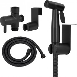 NEW (read notes) Handheld Bidet Sprayer Set for Toilet Stainless Steel Matte Black Full Pressure & Stainless Steel & Leakproof with Hose Great Water Pressure for Bathing Pets, Personal Hygiene (Black)