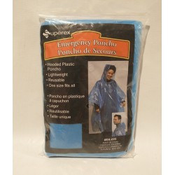 NEW Superex Emergency Survival Life Rain Poncho Blue Clear Hooded One Size Fits All