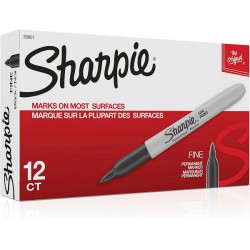 NEW Sharpie Permanent Markers, Fine Point, Black, 12 Count